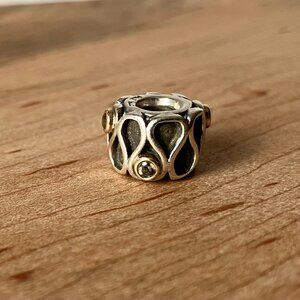 Pandora RARE Infinity Charm 14k Gold Smoky Quartz & Sterling Charm 790366S